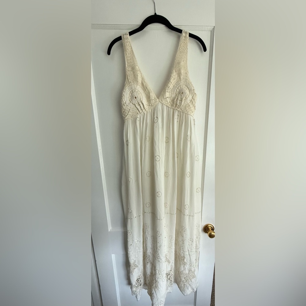 Zara Cream Flowy Crocheted Sundress S